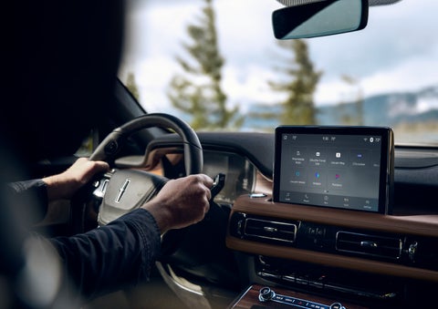 The center touch screen in a 2024 Lincoln Aviator® SUV is shown | Parkway Lincoln in Winston Salem NC