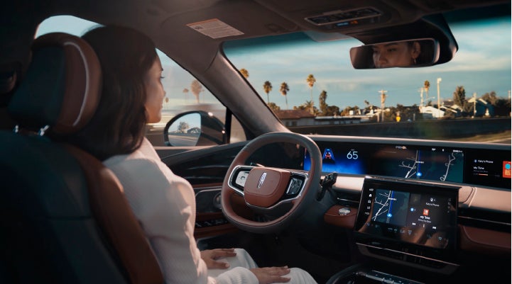 A person is shown driving hands-free on the highway with available Lincoln BlueCruise technology. | Parkway Lincoln in Winston Salem NC