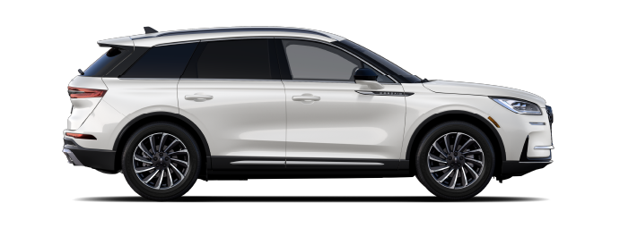 The passenger side of a Lincoln Corsair® SUV is shown in Pristine White. | Parkway Lincoln in Winston Salem NC