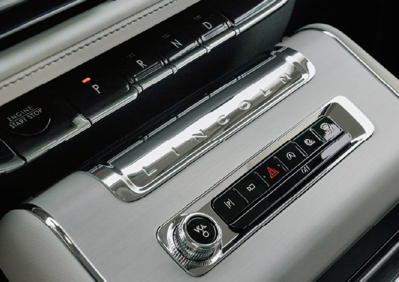 The piano key gear selector of a 2027 Lincoln Aviator® Back Label™ SUV. | Parkway Lincoln in Winston Salem NC